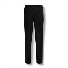 Heston Fine Twill Plain Flatfront Trousers BLACK