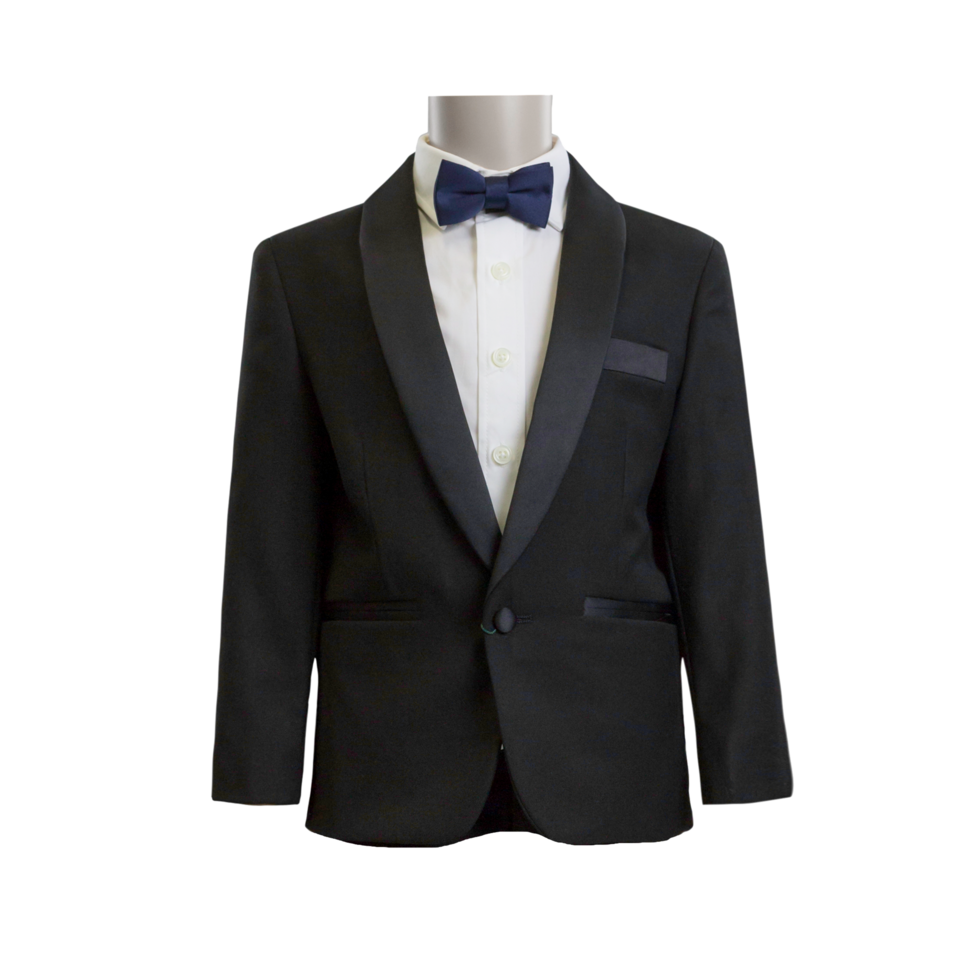Heston Fine Twill Plain Shawl Lapel Boys Jacket Black