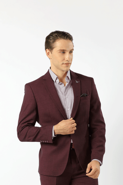 Houston Hopsack Weave Stretch Jacket Burgundy