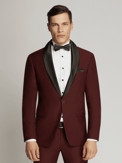 Harry Super Fine Twill Plain Detachable W2 Shawl Lapel Jacket MAROON