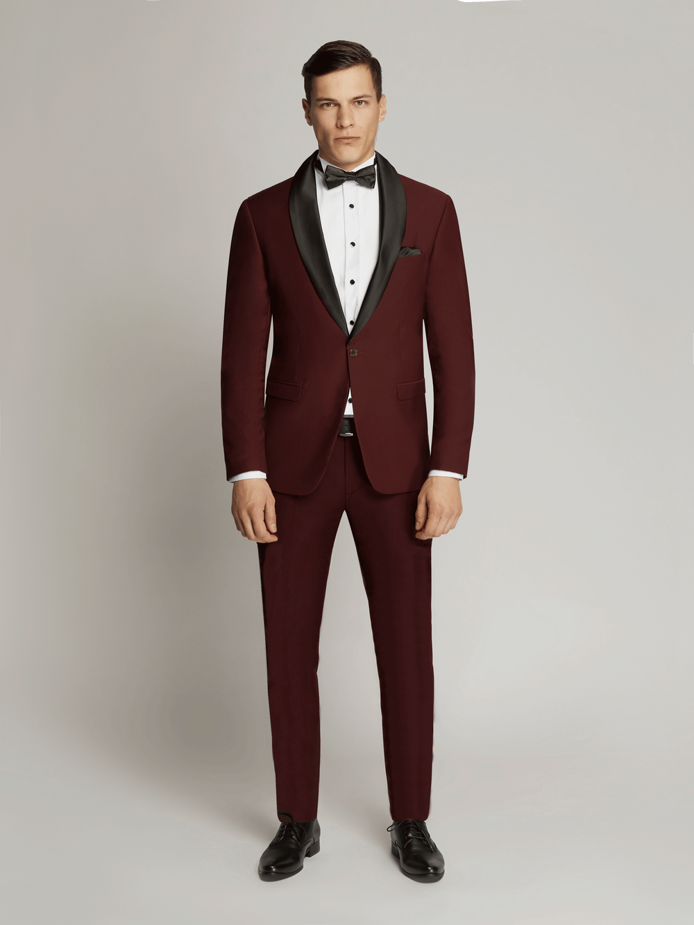 Harry Super Fine Twill Plain Detachable W2 Shawl Lapel Jacket MAROON
