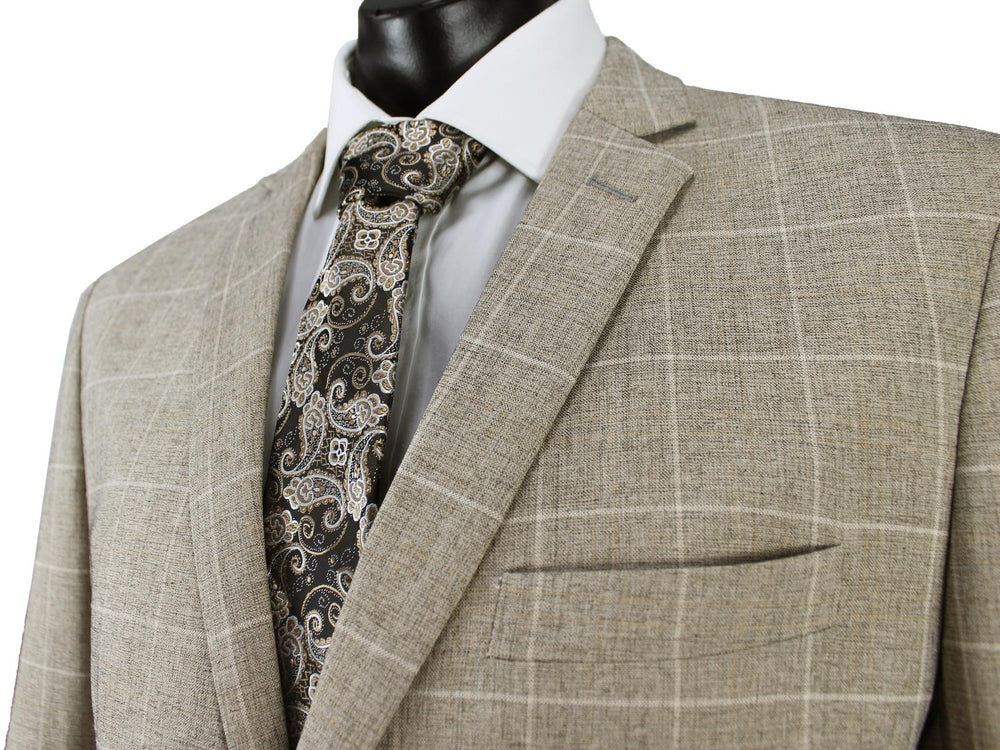 Wyatt Windowpane Check Jacket Camel