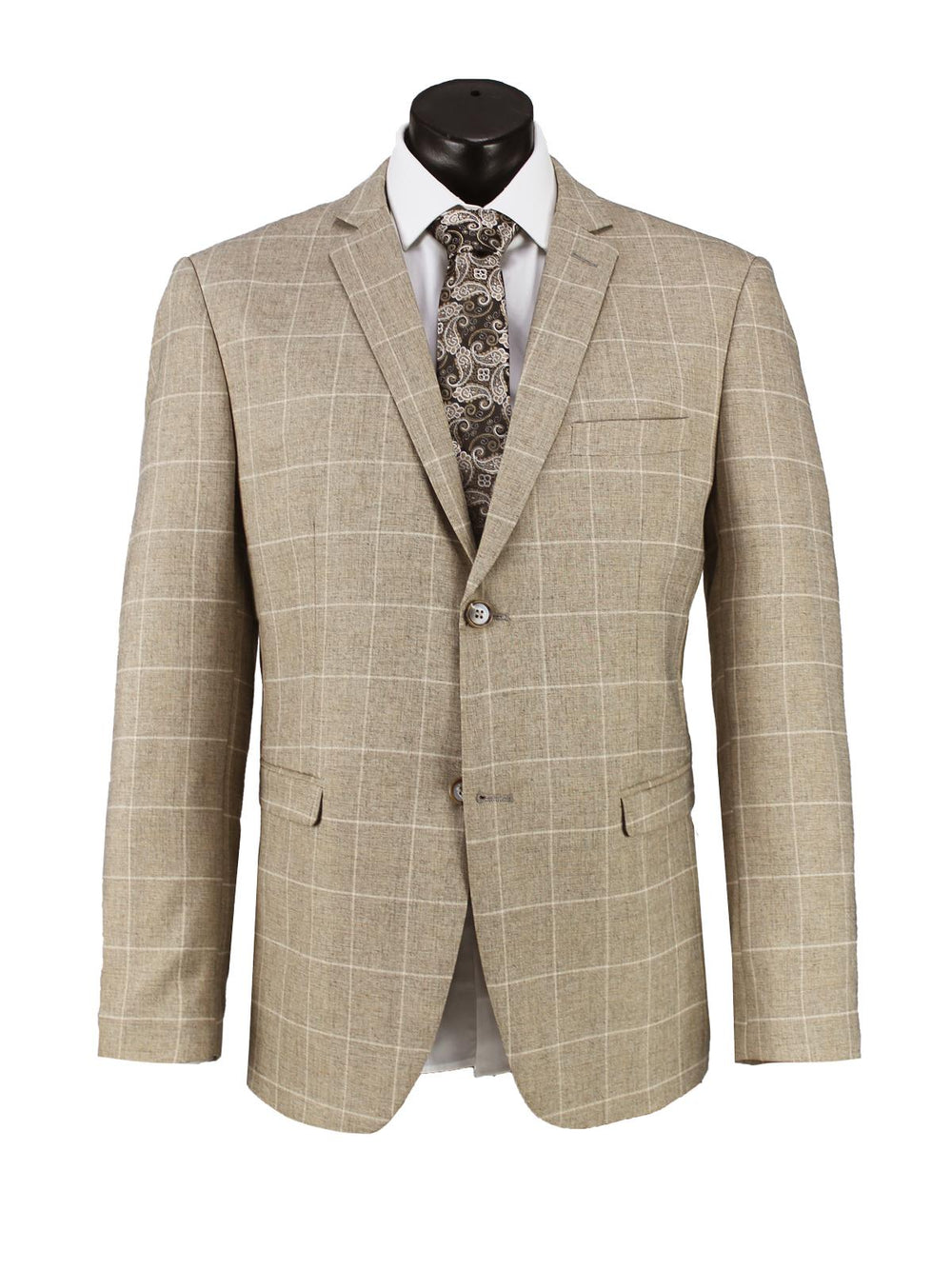 Wyatt Windowpane Check Jacket Camel