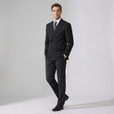 Arlo Double Breasted No Satin Lapel Jacket Black | Same again, but the model is now standing in a completely different pose.