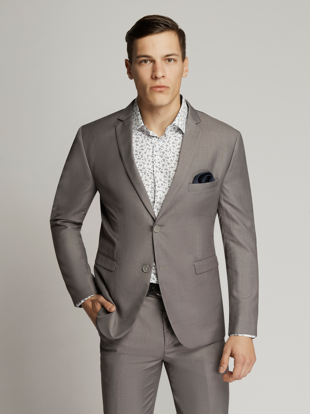 James Fine Twill Plain Jacket Grey