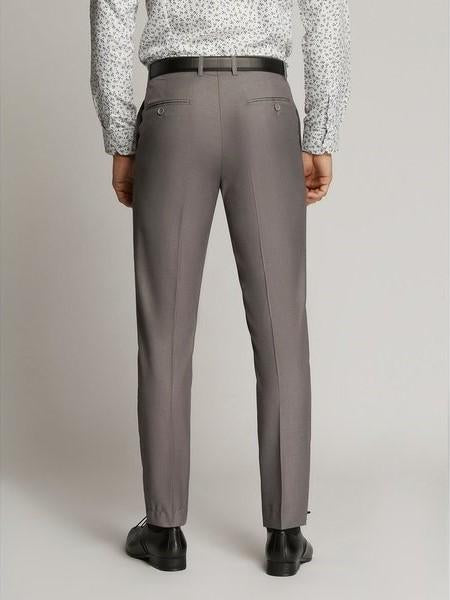 James Fine Twill Plain Flatfront Trousers Grey