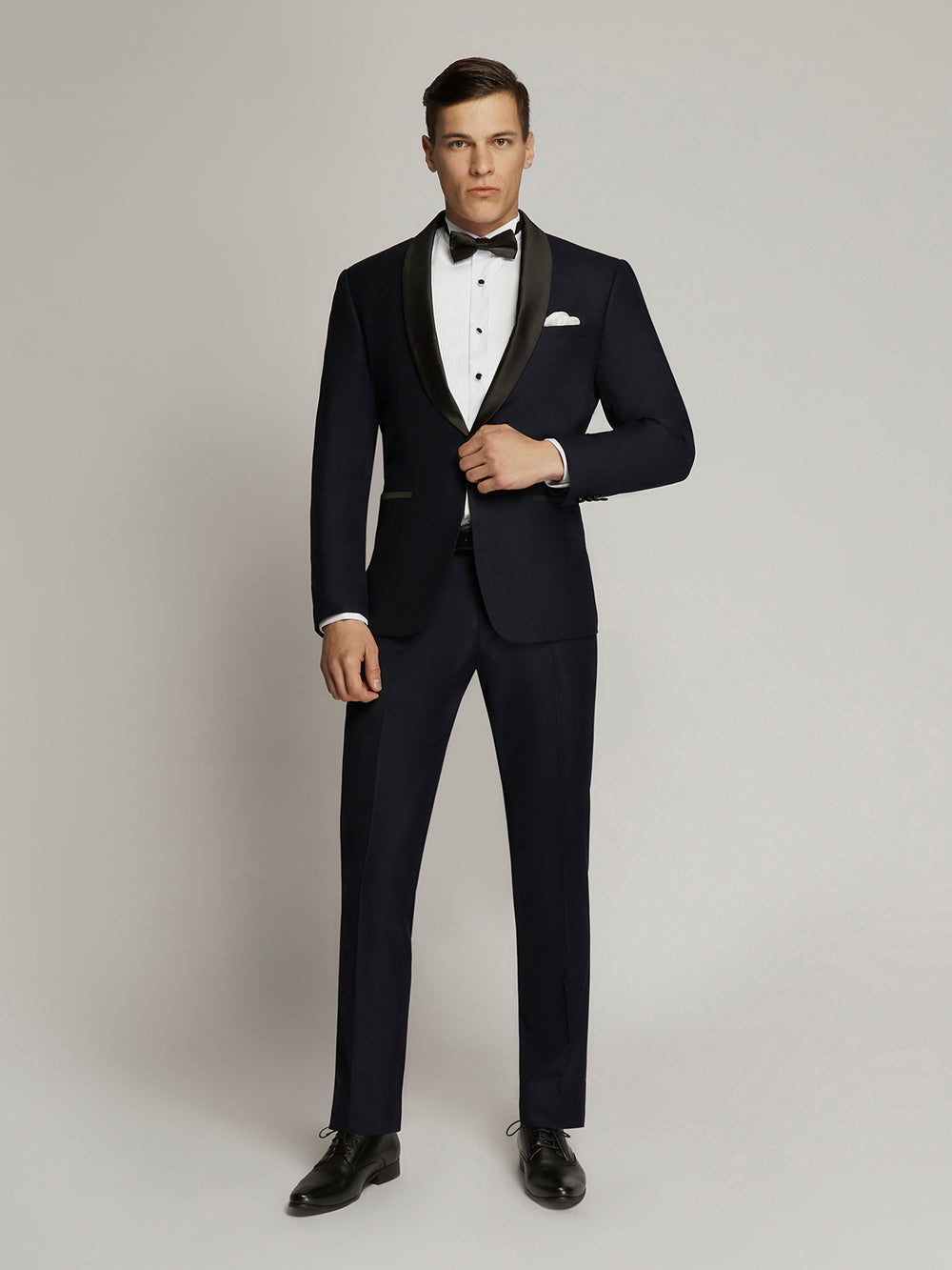 Max Fine Micro Texture Shawl Lapel Jacket NAVY