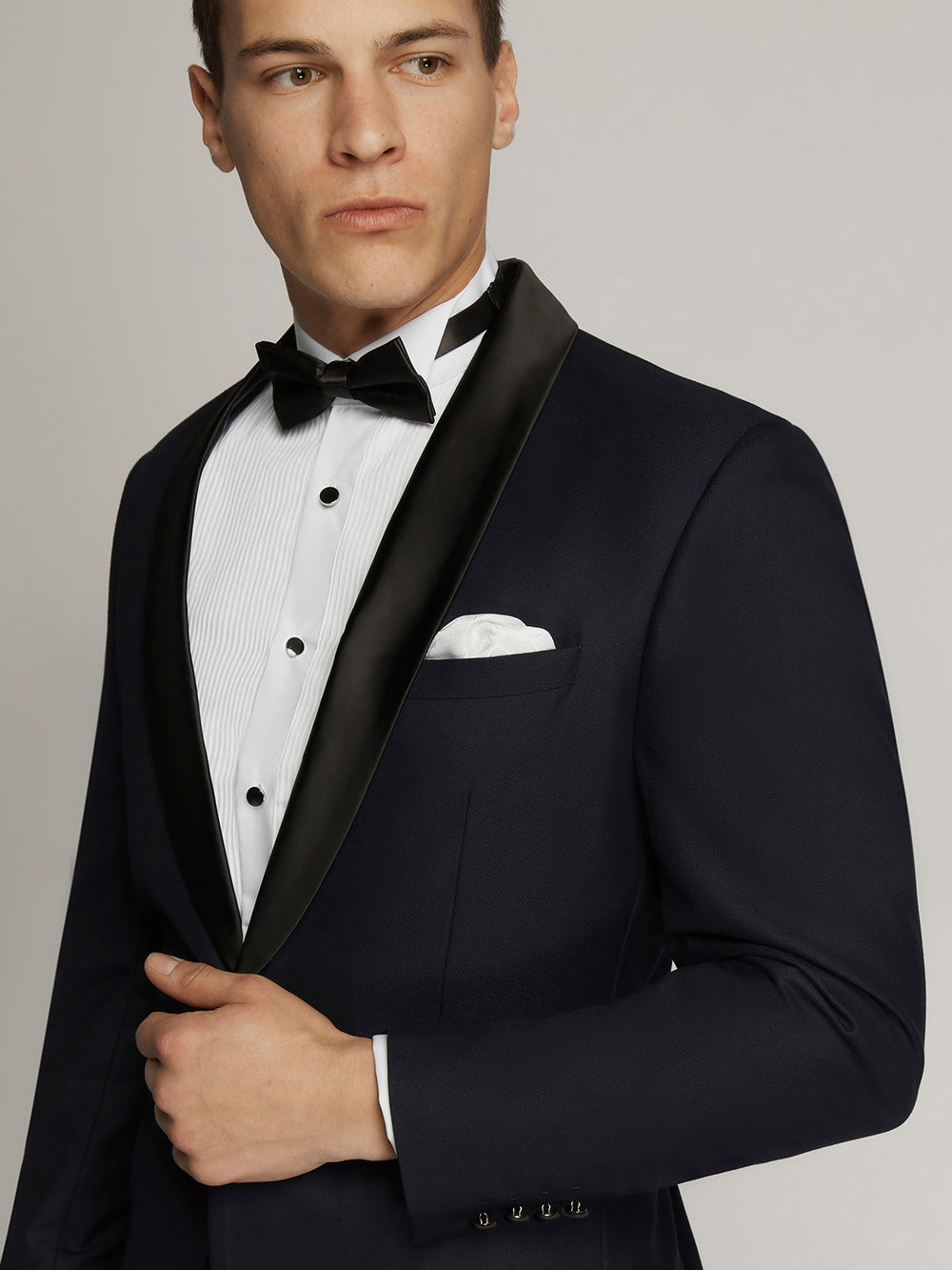 Max Fine Micro Texture Shawl Lapel Jacket NAVY