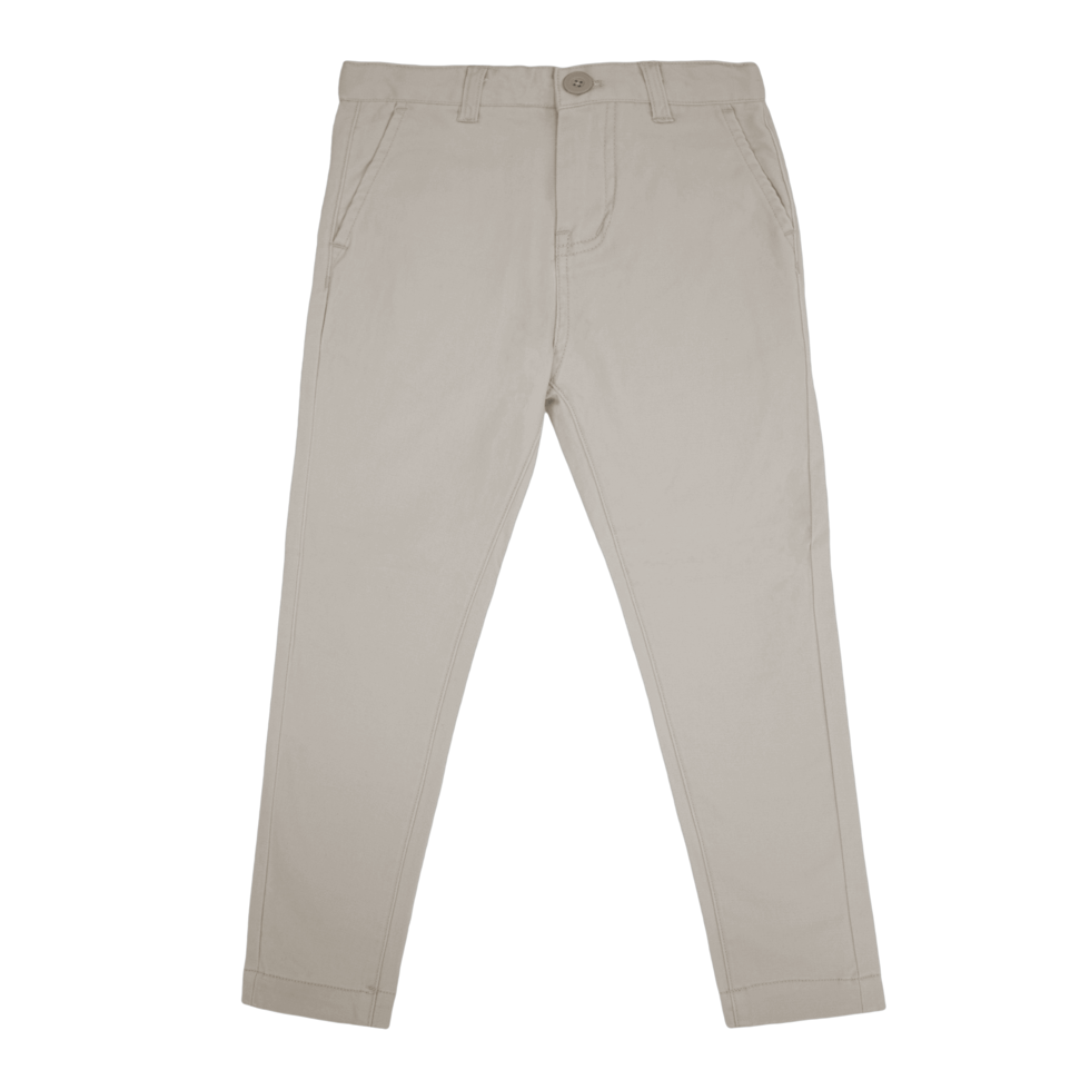 Boys Ledger Peach Finish Fine Cotton Drill Slim Fit Chino KHAKI