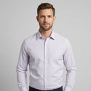 Bamboo Shirt with Stretch Lilac | Man wearing this shirt. Do not copy the face of the visual reference.