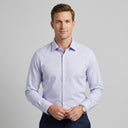 Bamboo Shirt with Stretch Navy | Man wearing this shirt. Do not copy the face of the visual reference.