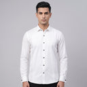Boys Jasper Poplin Long Sleeve Shirt with Regular Cuff and Pintuck Front WHITE | Man wearing this formal long sleeve shirt.
