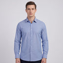 Brooks Oxford Long Sleeve Shirt DENIM | Man wearing this formal long sleeve shirt.