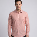 Brooks Oxford Long Sleeve Shirt ORANGE | Man wearing this formal long sleeve shirt.