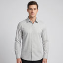 Brooks Oxford Long Sleeve Shirt WHITE | Man wearing this formal long sleeve shirt.