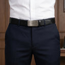 Buckle Belt in Box Set - Black Box BLACK/BROWN | Place this belt on a male model wearing formal trousers and a tucked in formal shirt.