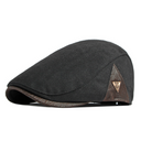 Plain Flat Cap Plain black with leather