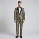 Dallas Brocade Jacket Gold/Black | Place the product on to a male model standing in a studio on a light grey background.
