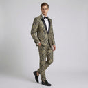 Dallas Brocade Jacket Gold/Black | Same again, but the model is now standing in a completely different pose.