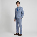 Edison Windowpane Check Jacket Blue | Same again, but the model is now standing in a completely different pose.