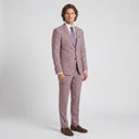 Edison Windowpane Check Jacket Garnet | Same as first image, but have the model standing side on or at an alternative angle towards the camera.