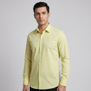 Eli Fine Twill Long Sleeve Shirt LEMON | Man wearing this formal long sleeve shirt.