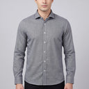 Elija Pure Cotton Long Sleeve Shirt BLACK | Man wearing this formal long sleeve shirt.