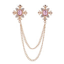 Lapel Chain Pin/ Collar Pin Gold Regal Pink Rhinestone Collar Pin