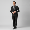 Harry Super Fine Twill Plain Jacket Black | Place the product on to a male model standing in a studio on a light grey background.