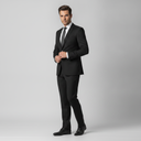 Harry Super Fine Twill Plain Jacket Black | Same as first image, but have the model standing side on or at an angle towards the camera.