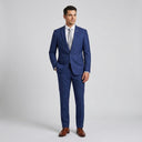 Houston Hopsack Weave Stretch Jacket Blue | Place the product on to a male model standing in a studio on a light grey background.