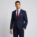 Houston Hopsack Weave Stretch Jacket Navy | Place the product on to a male model standing in a studio on a light grey background.