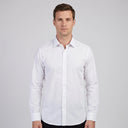 Hugo Poplin Long Sleeve Boys Shirt WHITE | Man wearing this formal long sleeve shirt.