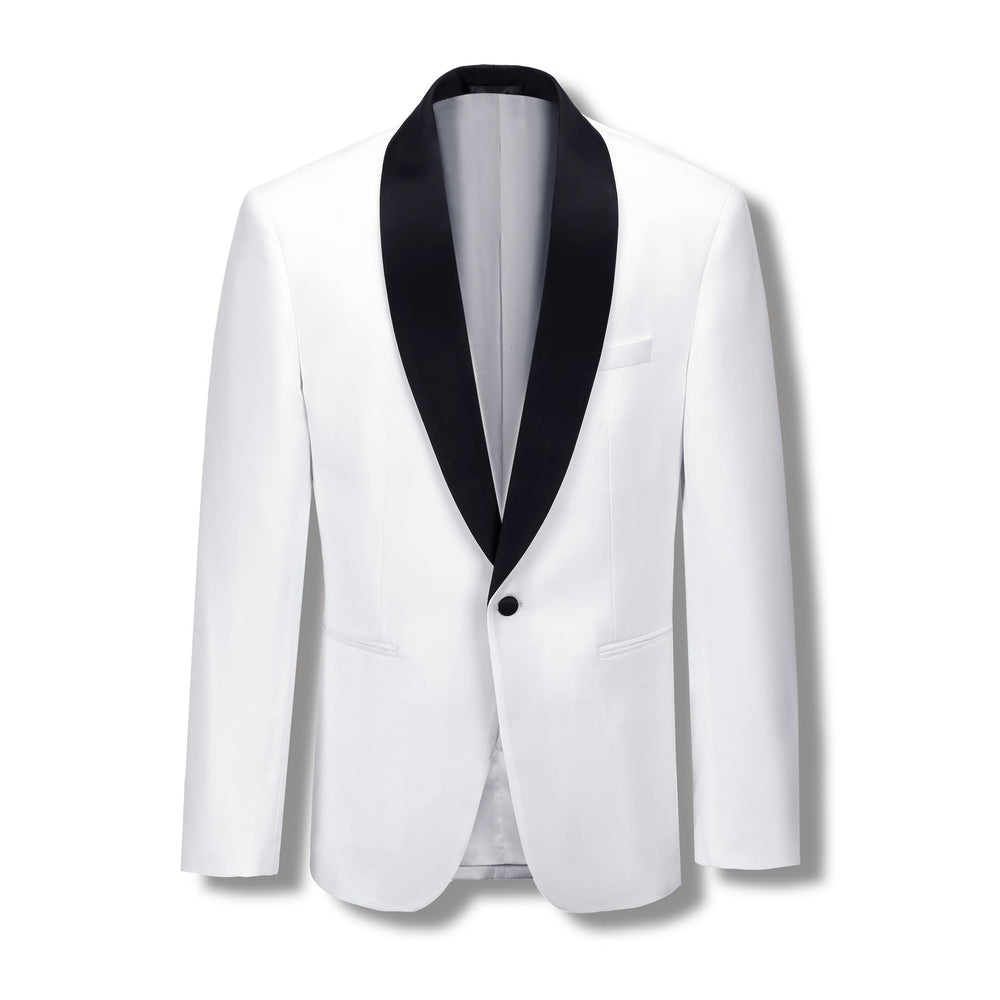 Anthony Fine Twill Plain Dinner Jacket-Ivory Black Ivory