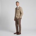 Isaac Stretch Jersey Sports Jacket - Beige | Same as first image, but have the model standing side on or at an alternative angle towards the camera.