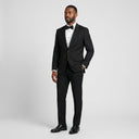 Isaac Stretch Jersey Sports Jacket - Black | Place the product on to a male model standing in a studio on a light grey background.