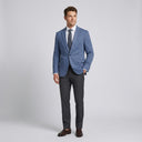 Isaac Stretch Jersey Sports Jacket - Blue | Place the product on to a male model standing in a studio on a light grey background.