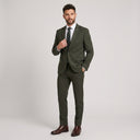 Isaac Stretch Jersey Sports Jacket - Olive | Place the product on to a male model standing in a studio on a light grey background.