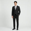 James Fine Twill Plain Jacket Black | Place the product on to a male model standing in a studio on a light grey background.