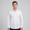 Jessie Fine Twill Long Sleeve King Size Shirt WHITE | Man wearing this formal long sleeve shirt.