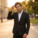 Leonardo Brocade Dinner Jacket Black | Use the previous generated image as the primary visual reference.