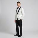 Leonardo Brocade Dinner Jacket Ivory | Same as first image, but have the model standing side on or at an angle towards the camera.