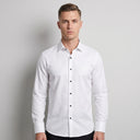 Levi Fine Twill Long Sleeve Shirt WHITE | Man wearing this formal long sleeve shirt.