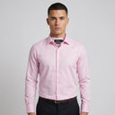 Lucas Fine Twill Long Sleeve Shirt Pink | Man wearing this formal long sleeve shirt.