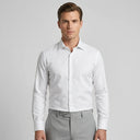 Lucas Fine Twill Long Sleeve Shirt White | Man wearing this formal long sleeve shirt.