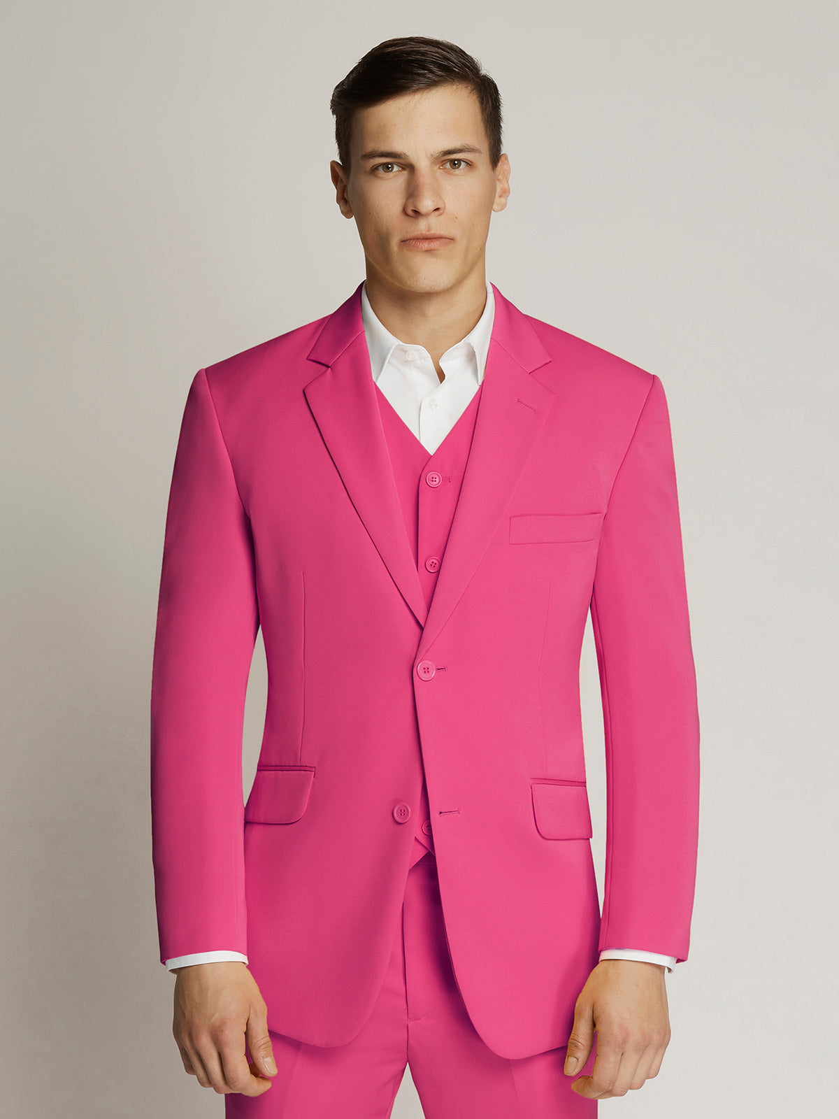 Vegas Fine Twill Plain Microfibre Suit Pink