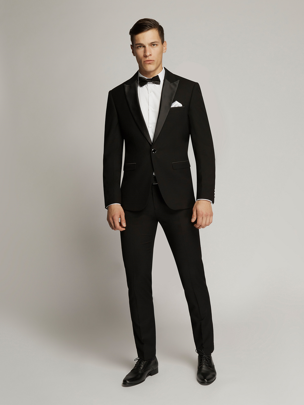 Edward Pin Dot Fine Texture Satin Lapel Jacket Black
