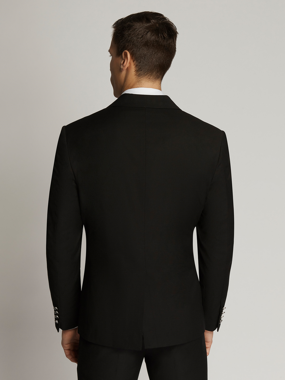 Edward Pin Dot Fine Texture Satin Lapel Jacket Black
