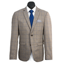 Edison Windowpane Check Jacket Biscuit