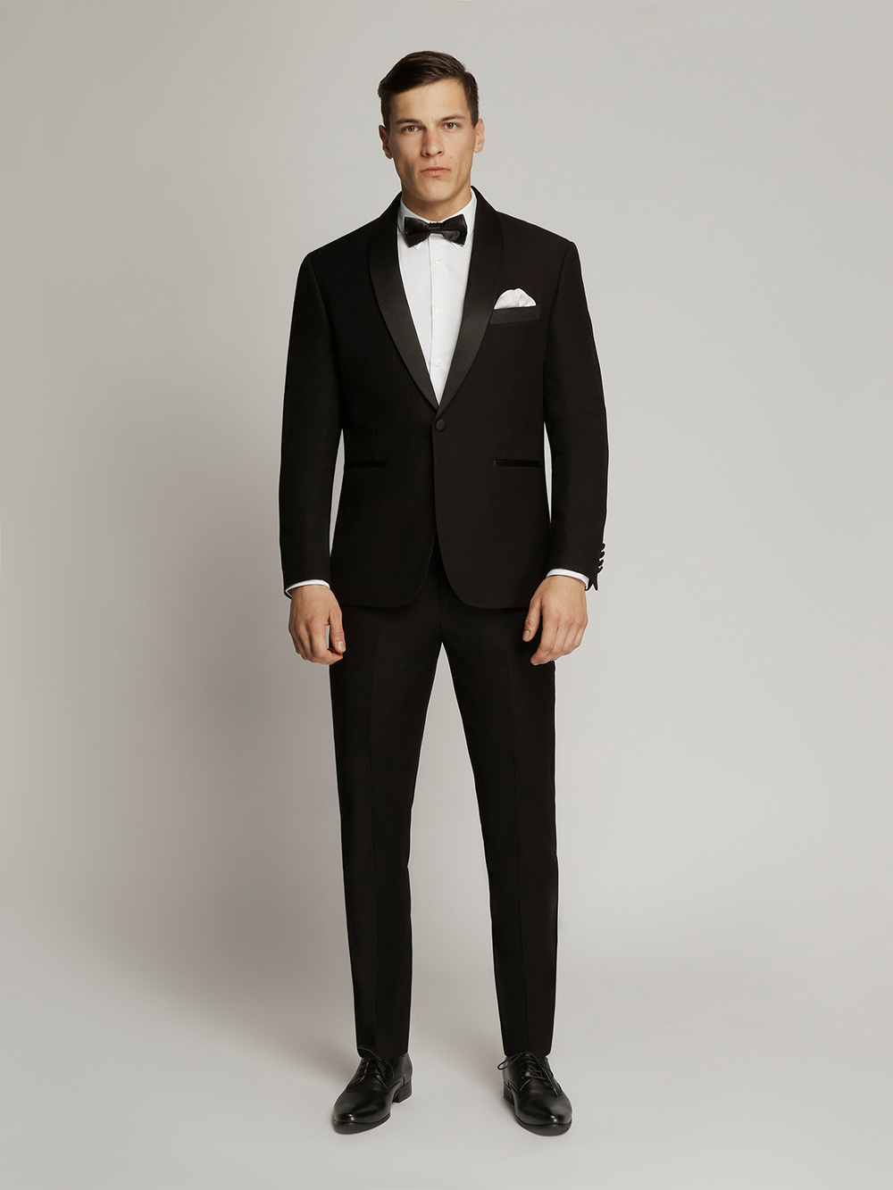 Heston Fine Twill Plain Flatfront Trousers BLACK